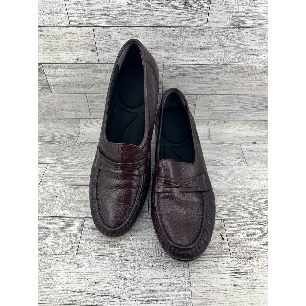 SAS Shoes Burgundy Leather Slip On Loafers Comfort Wedge Heel Women's 9.5 Narrow
